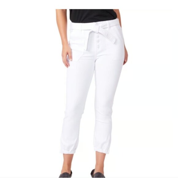 PAIGE Mayslie Women's White High Waist Jean Joggers Belted Button Fly size 27 - Picture 1 of 1